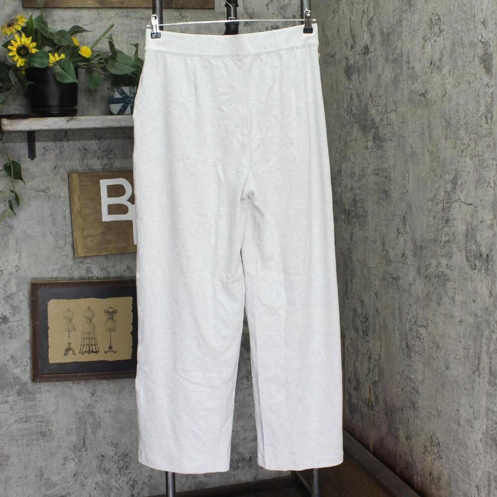 NWT Lands' End Knit High Rise Pleated Wide Leg Pants Soft Light Gray Heather M - Picture 5 of 9